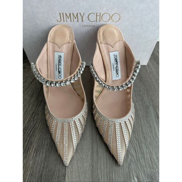 Jimmy Choo Bing 100MM Crystal-Embellished Mesh Mules EU39.5/US9.5 $1950 - Picture 6 of 12